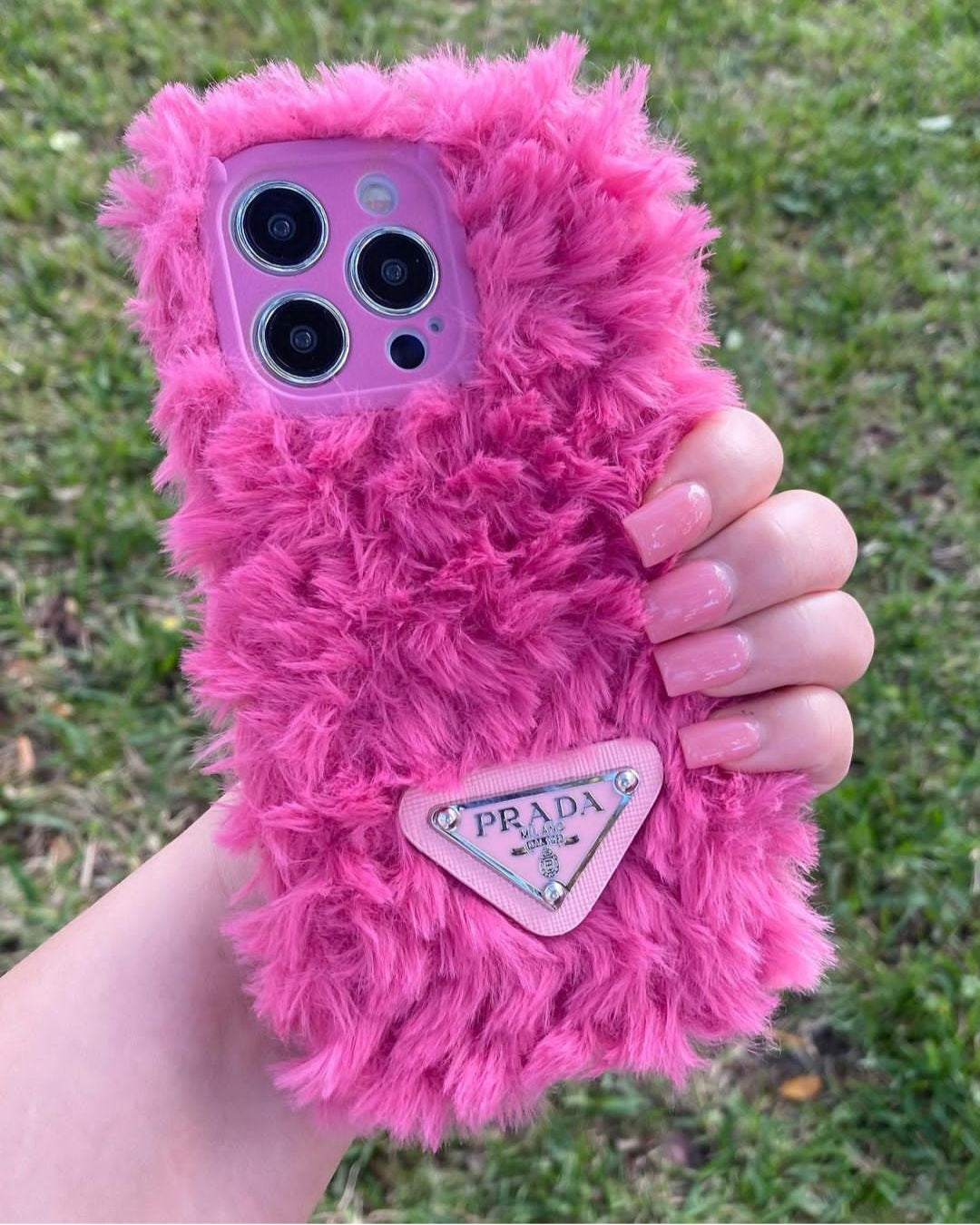 PINK PRADA FUR PHONE CASE L.Simone