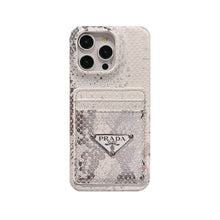 Load image into Gallery viewer, LEATHER SERPENTINE P- PHONE CASE WITH CARD HOLDER
