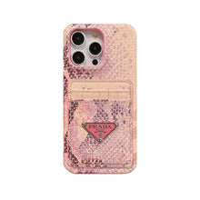 Load image into Gallery viewer, LEATHER SERPENTINE P- PHONE CASE WITH CARD HOLDER
