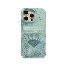 Load image into Gallery viewer, LEATHER SERPENTINE P- PHONE CASE WITH CARD HOLDER
